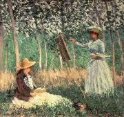 In the woods at Giverny Blanche Hoschede at her Easel with Suzanne Hoschede Reading, Claude Monet